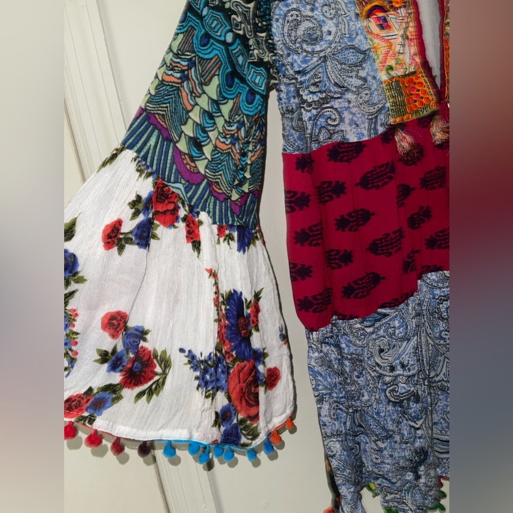 Beautiful Boho Patchwork Paisley Print Tassel Shi… - image 12